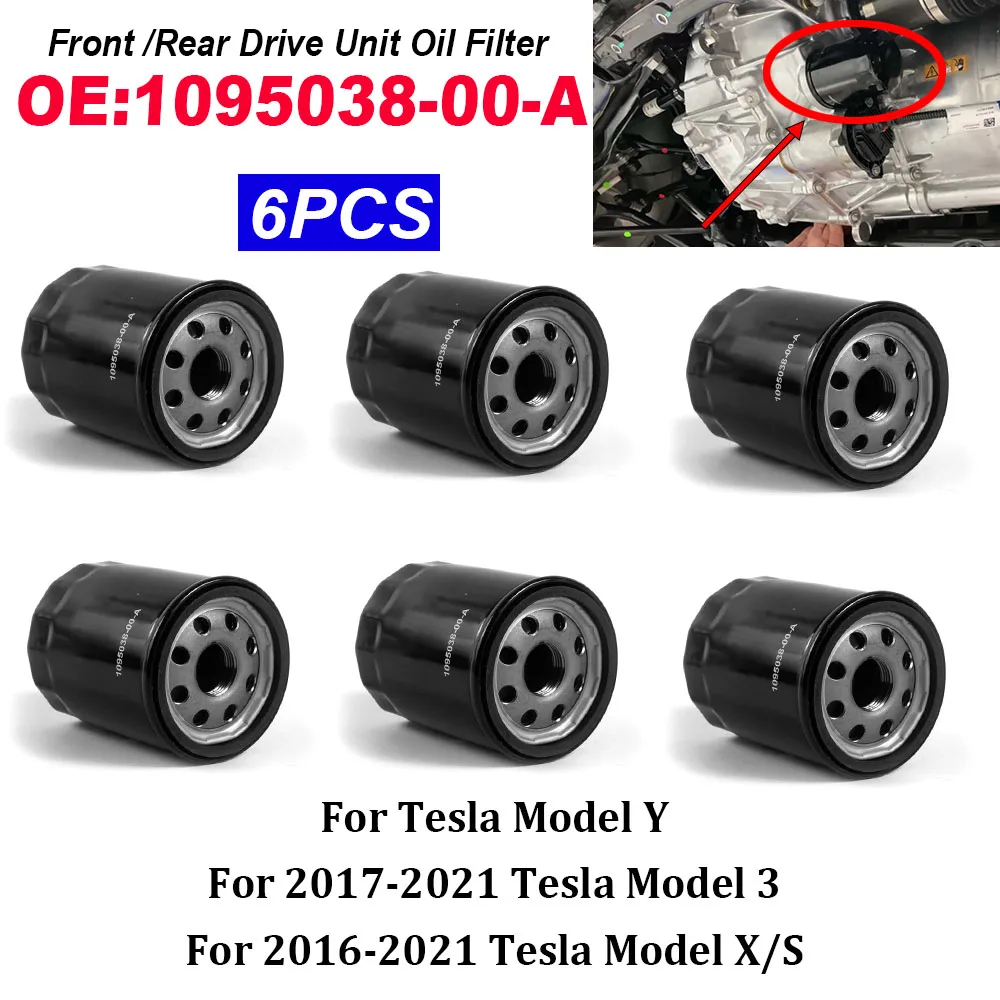 6PCS Front or Rear Drive Unit Oil Filter 109503800A for Tesla 17-21 Model 3 16-21 Model S/X Y