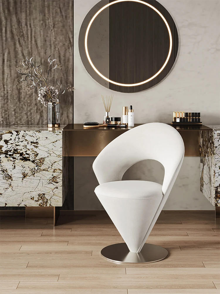 Light Luxury High Sense Dressing Stool Italian Girls for Bedroom Use Makeup Stool Home Cream Style Princess Chair Backrest