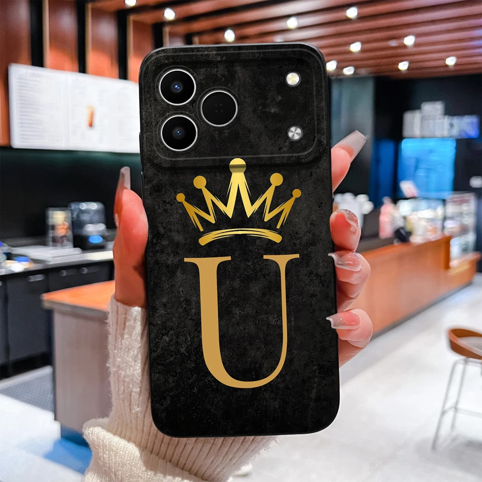Luxurious A to Z Letters Smooth Camera Protective Soft Phone Case Cover