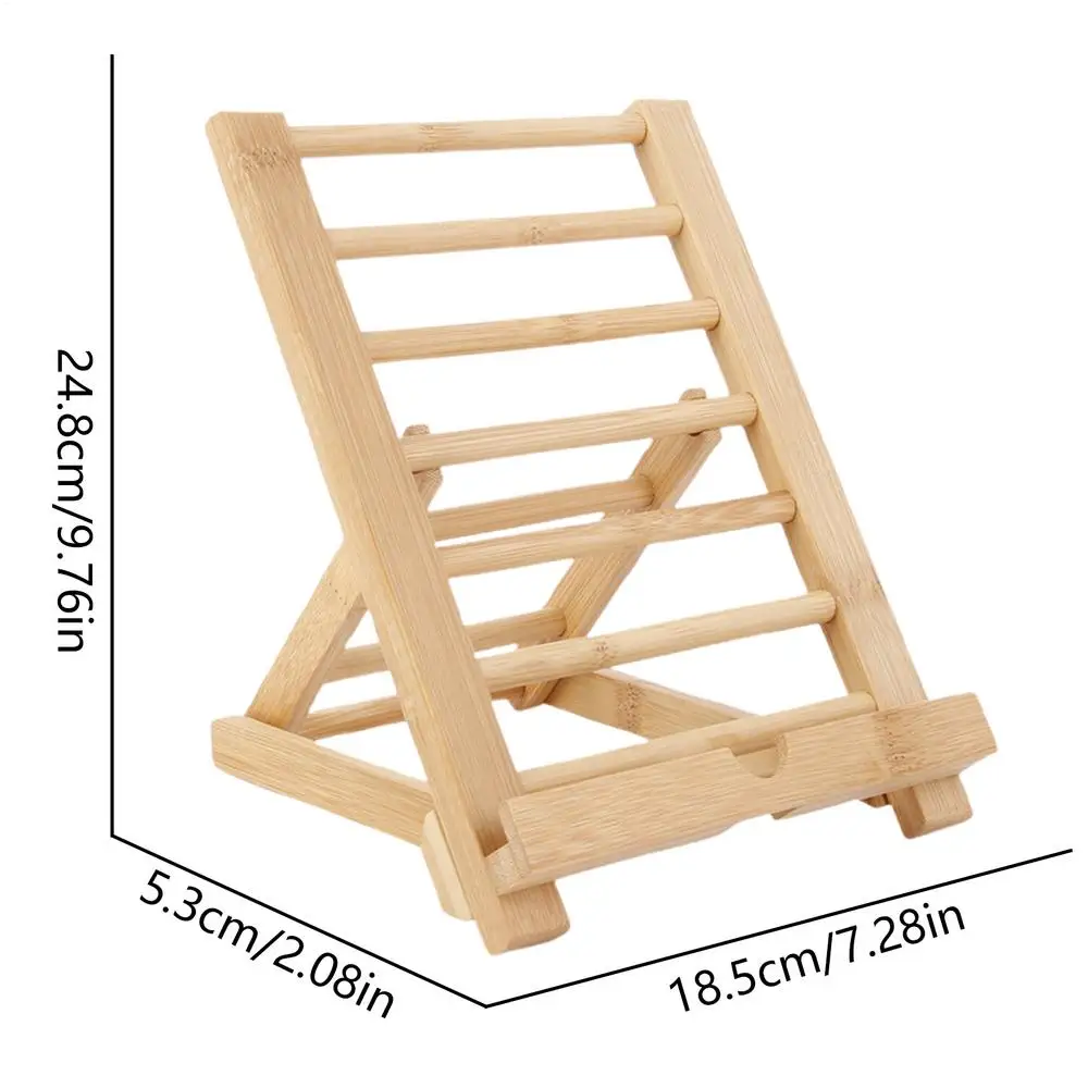 Adjustable Wooden Tablet and Book Holder Stand for Kitchen and Desktop Use