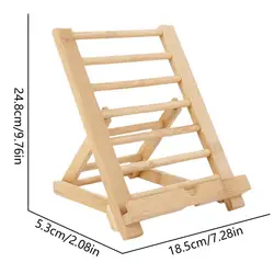 Adjustable Wooden Tablet and Book Holder Stand for Kitchen and Desktop Use (Bar)