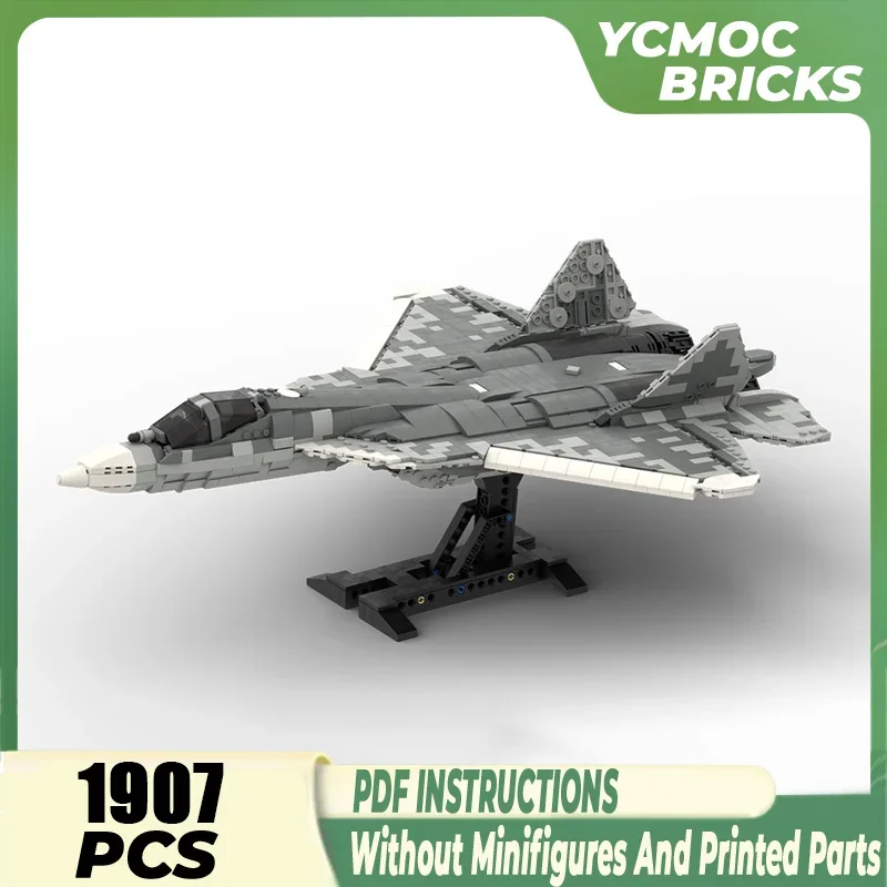 

Military Model Moc Building Bricks 1/35 Sukhoi SU-57 Felon Fighter Technology Modular Blocks Gift Christmas Toy DIY Set Assembly