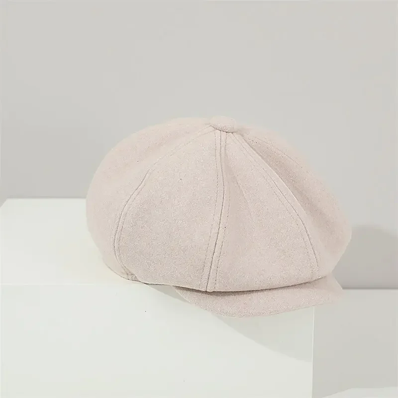 Autumn Acrylic Warm Solid Octagonal Hats for Child Girl and Boy Berets Painter Hat Beanie Cap 01