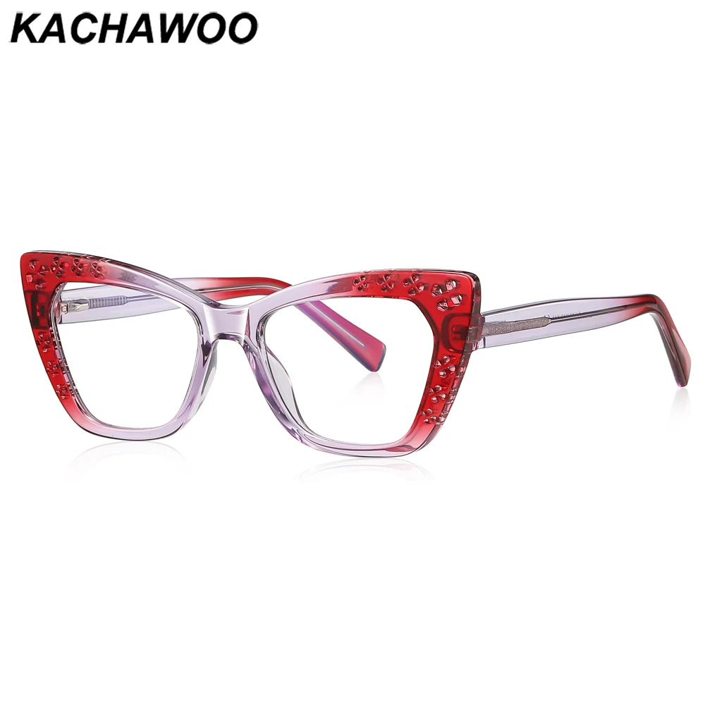 

Kachawoo cat eye glasses blue light blocking female tr90 frame acetate fashion spectacle frames women red purple high quality