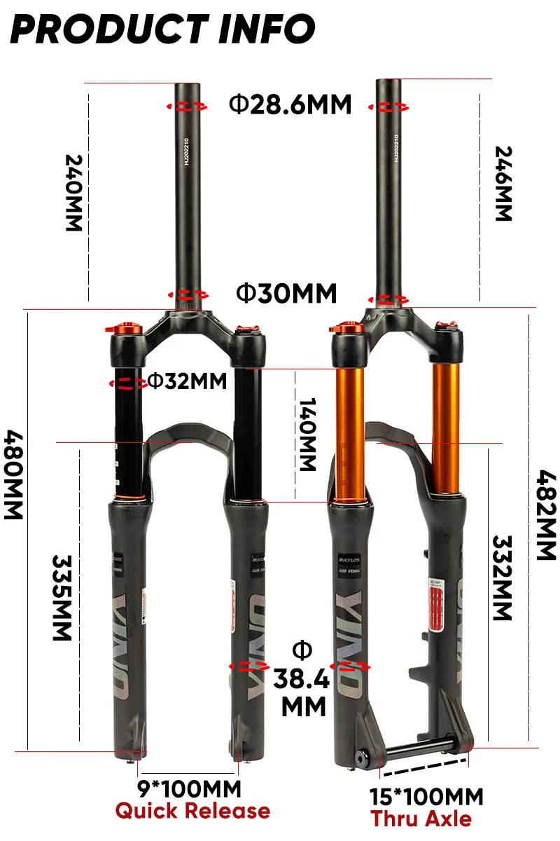 24Inch Mountain Bike Front Suspension Air Fork Travel 140mm Disc