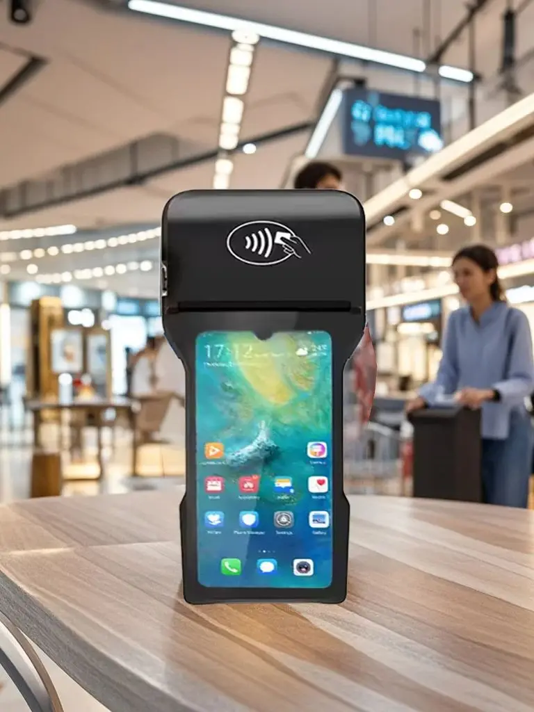 Handhe 6.26 inch Android 12 POS Terminal with 58/80mm Printer 2G+16G Memory Loyverse Desktop POS 4G WIFI BT Connection 2D Scanne