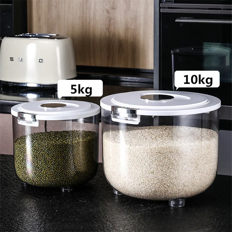 Large Capacity Kitchen Storage Box Food Organizer Container Airtight  Transparent Grains Flours Rice Storage Bin Pet Food Bucket