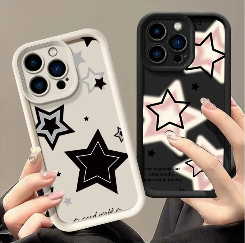 Black Pink Stars Creative Soft TPU Phone Case