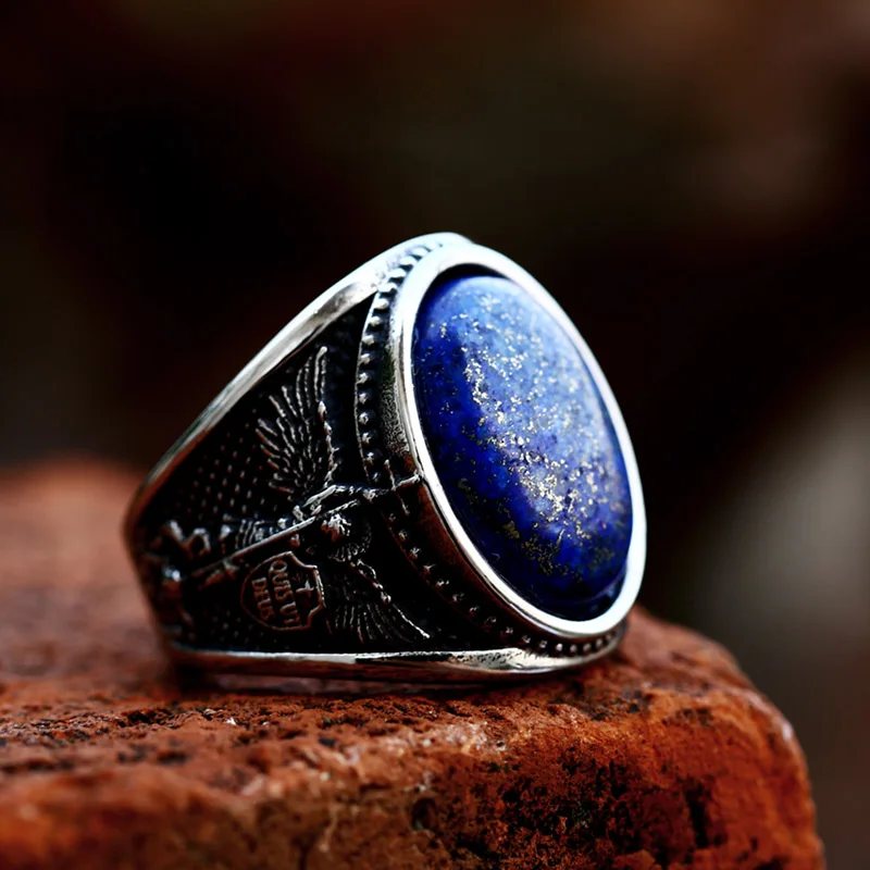Beier 2023 novo design criativo aço inoxidável st michael anel religioso padrão com zircão azul requintado moda jóias