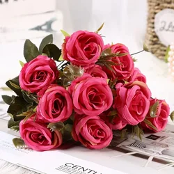 Elegant Silk Rose Bouquet for Weddings and Home Decor (Rose red)