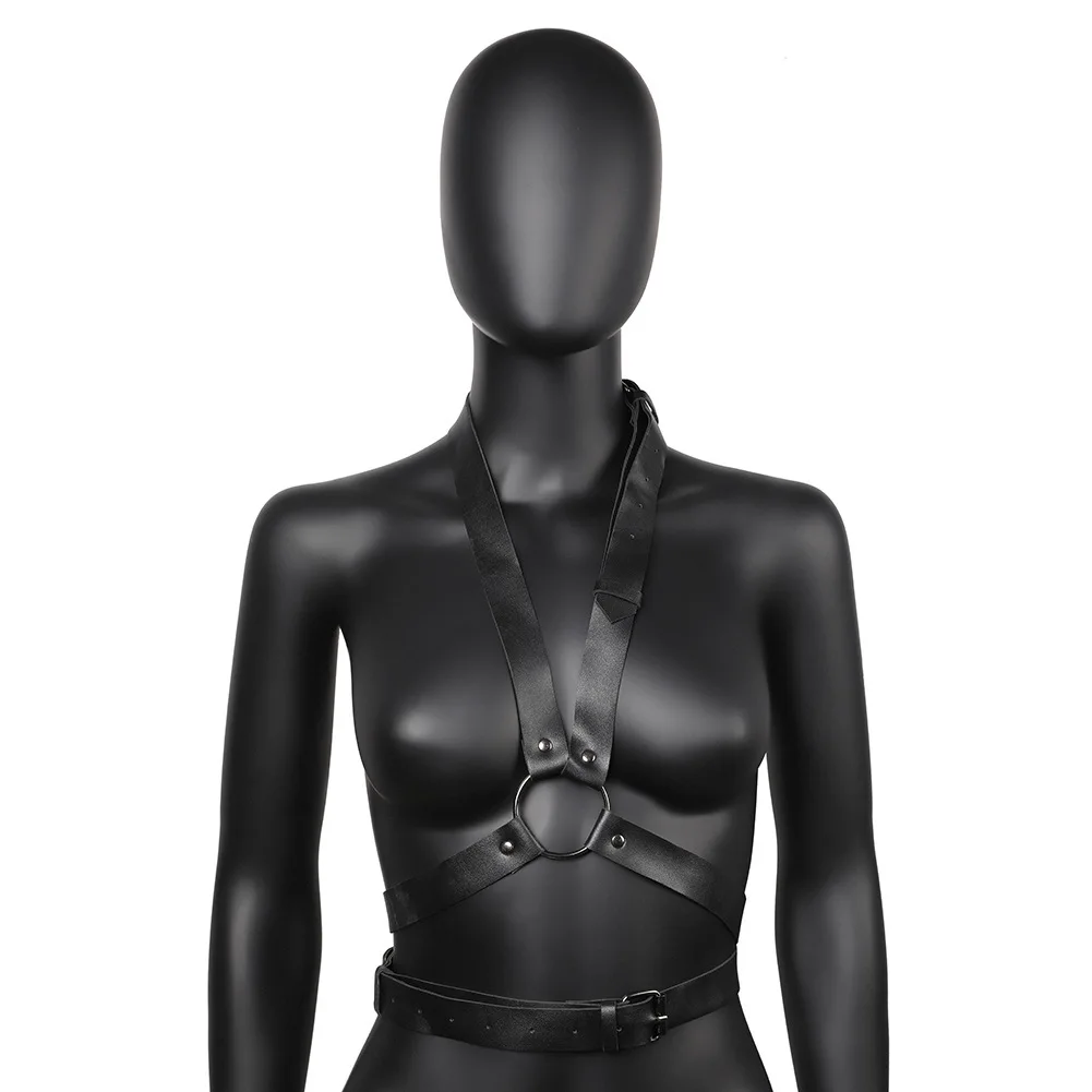 

Unisex Punk Belt Halterneck Pu Leather Rivet Bandage Waistband Nightclub Binding Strap Halloween Streampunk Cos Shoulder Belt