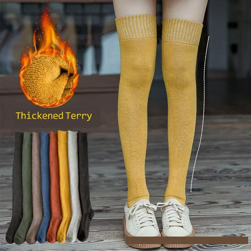

new in Women's Socks Sexy Warm Thigh High Over Knee Socks Winter Long Cotton Thick Stockings For Girls Ladies thigh high socks