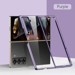 Sleek Transparent Electroplated Protective Case for Samsung Galaxy Z Fold3 (Purple)