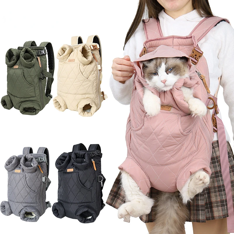 Winter Thickened Pet Outdoor Carrying Strap Chest Backpack Hands-free Warm Backpack