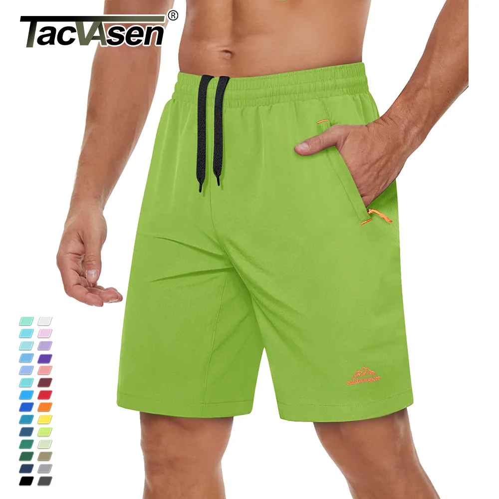 TACVASEN Quick Dry Athletic Running Shorts with Zipper Pockets Men's Summer Shorts for Gym Training Workout Hiking Casual Shorts