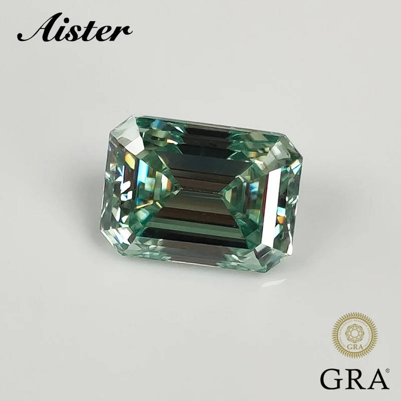 Never Fake Emerald Cut Light Blue Moissanite Stone Con Certificato Vvs1 Moissanite Gemme Sciolte Pass Diamond Tester Con Gra