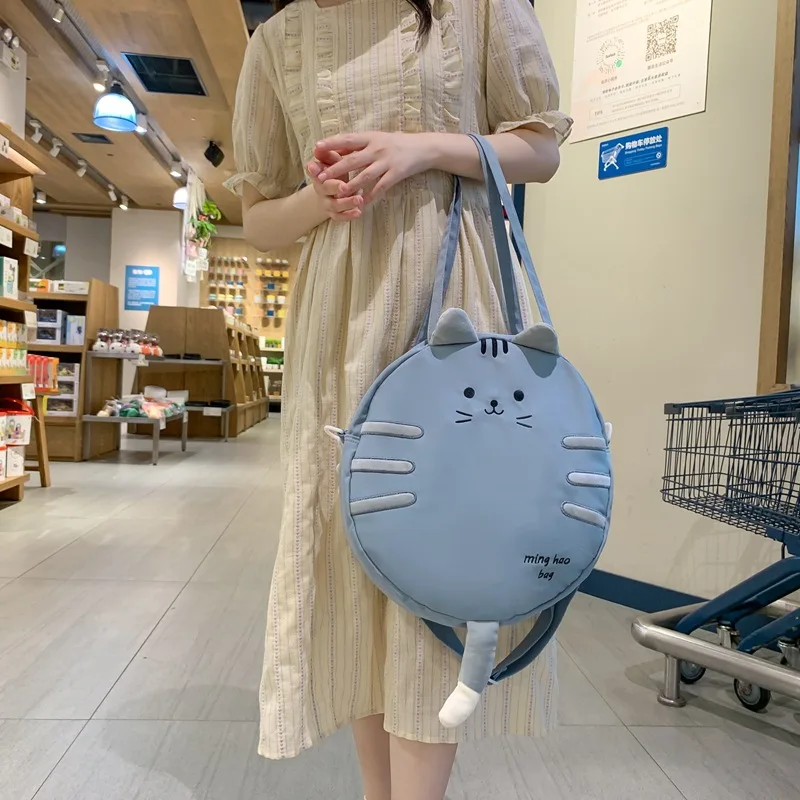 Cute Cat Design Crossbody Bag Large Capacity Shoulder Bag Women New Portable Bag Canvas Tote Bag School Bag Shopping Bag