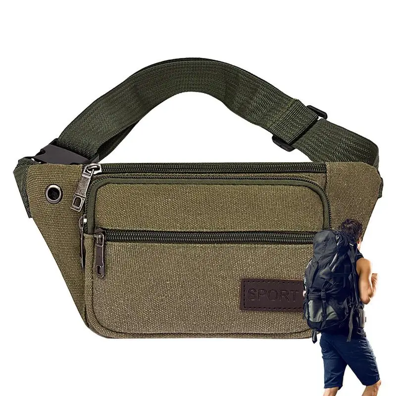 Outdoor Waist Bag Canvas Waist Bag Outdoor Sports Multifunctional Male Waist Pack High Durable High-capacity Portable Phone Purse