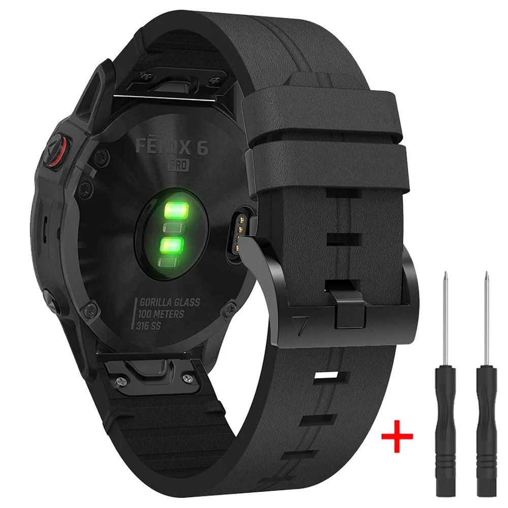 Premium Leather QuickFit Strap, 22mm/26mm, Replacement Wristband Bracelet