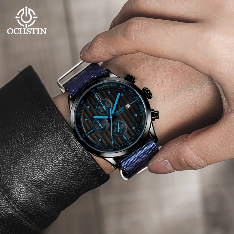 ochstin creative nylon series multi-function quartz movement watch hot models 2024 personality hundred men's quartz watches