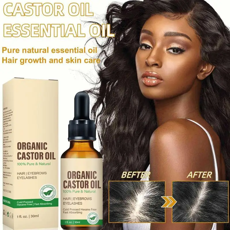 30ml Organic Castor Oil for Hair Growth pure natural Castor Oil Nourish Eyelashes and Eyebrows Scalp, Skin and Nails Care - Image 5