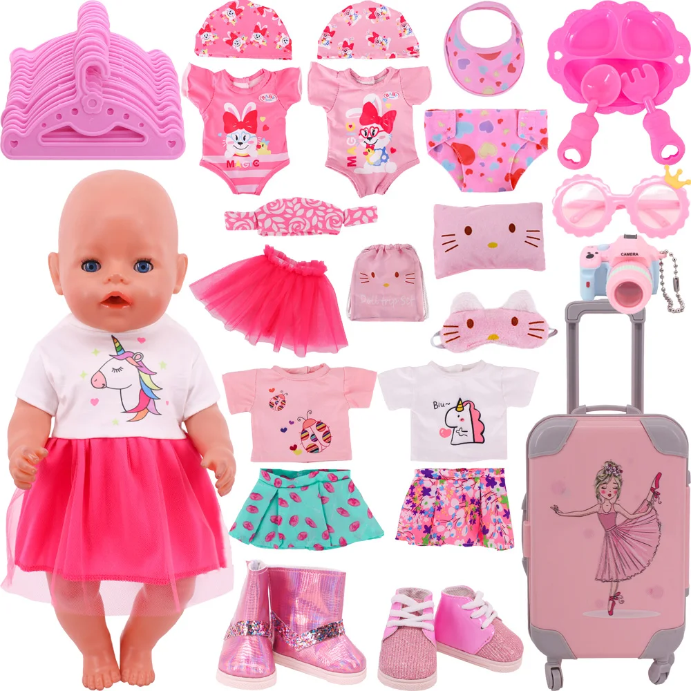 

Pink/Rose Red Series Doll Clothes Accessories Fit For 43 Cm Baby Reborn Dolls & 18inch Girl's American,OG Pajamas Swimsuit Dress