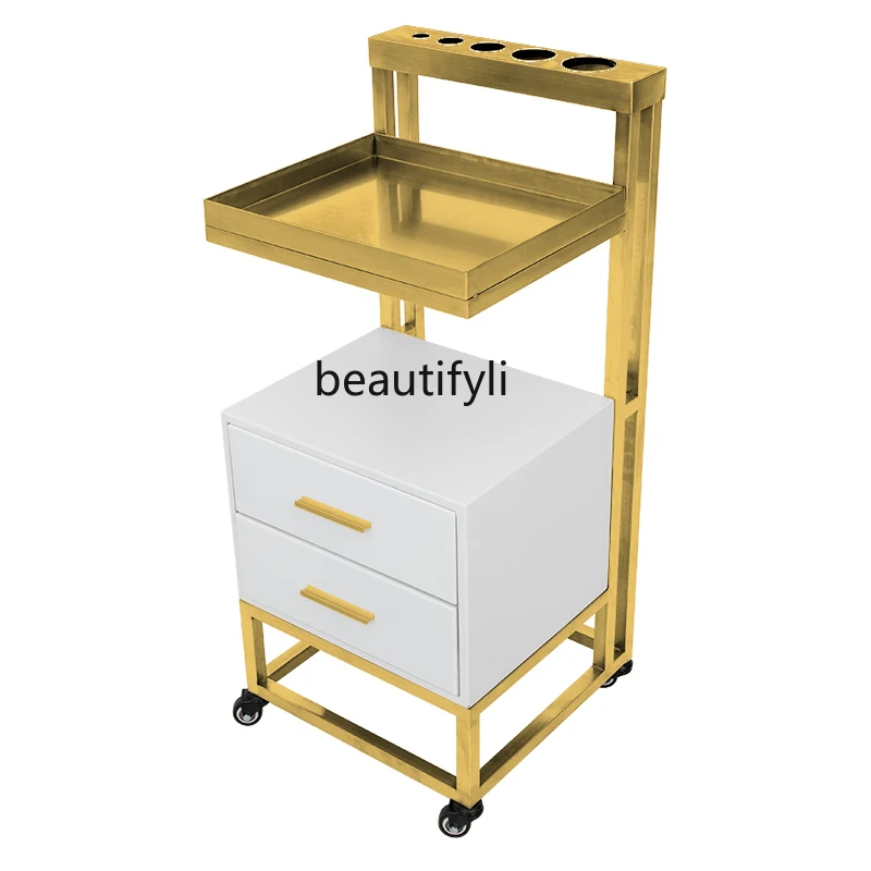 

Stainless Steel Tool Cabinet Hair Salon Dyeing and Perming Special Drawer Multi-Function Storage Rack Movable Barber Cabinet