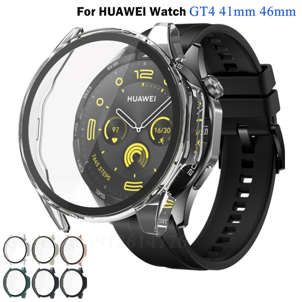 

Защитный чехол для Huawei Watch GT 4 46 мм 41 мм, протектор экрана из поликарбоната и закаленное стекло 9H, бампер для Huawei Watch GT4 41 46 мм