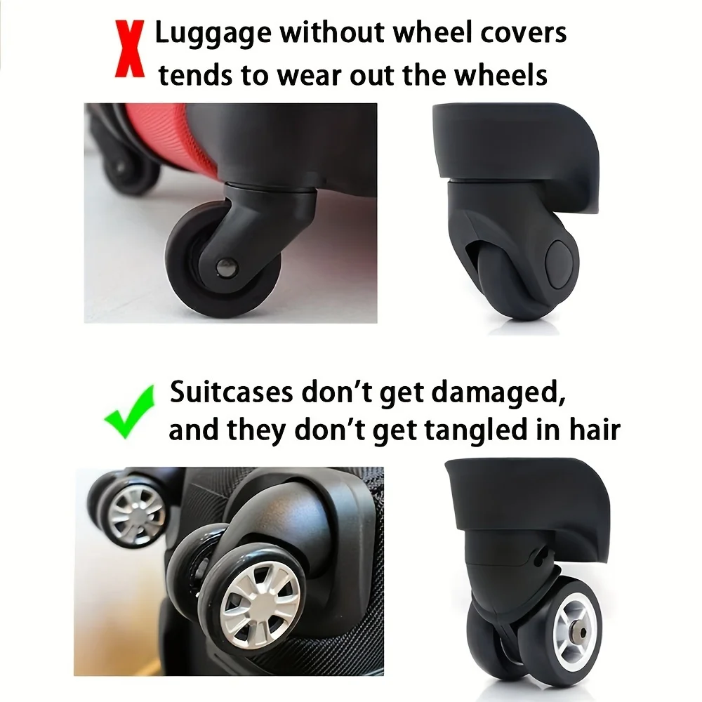Luggage Wheel Protection Set Wheel Repair Set Trailer Luggage Mute Set 8 pcs
