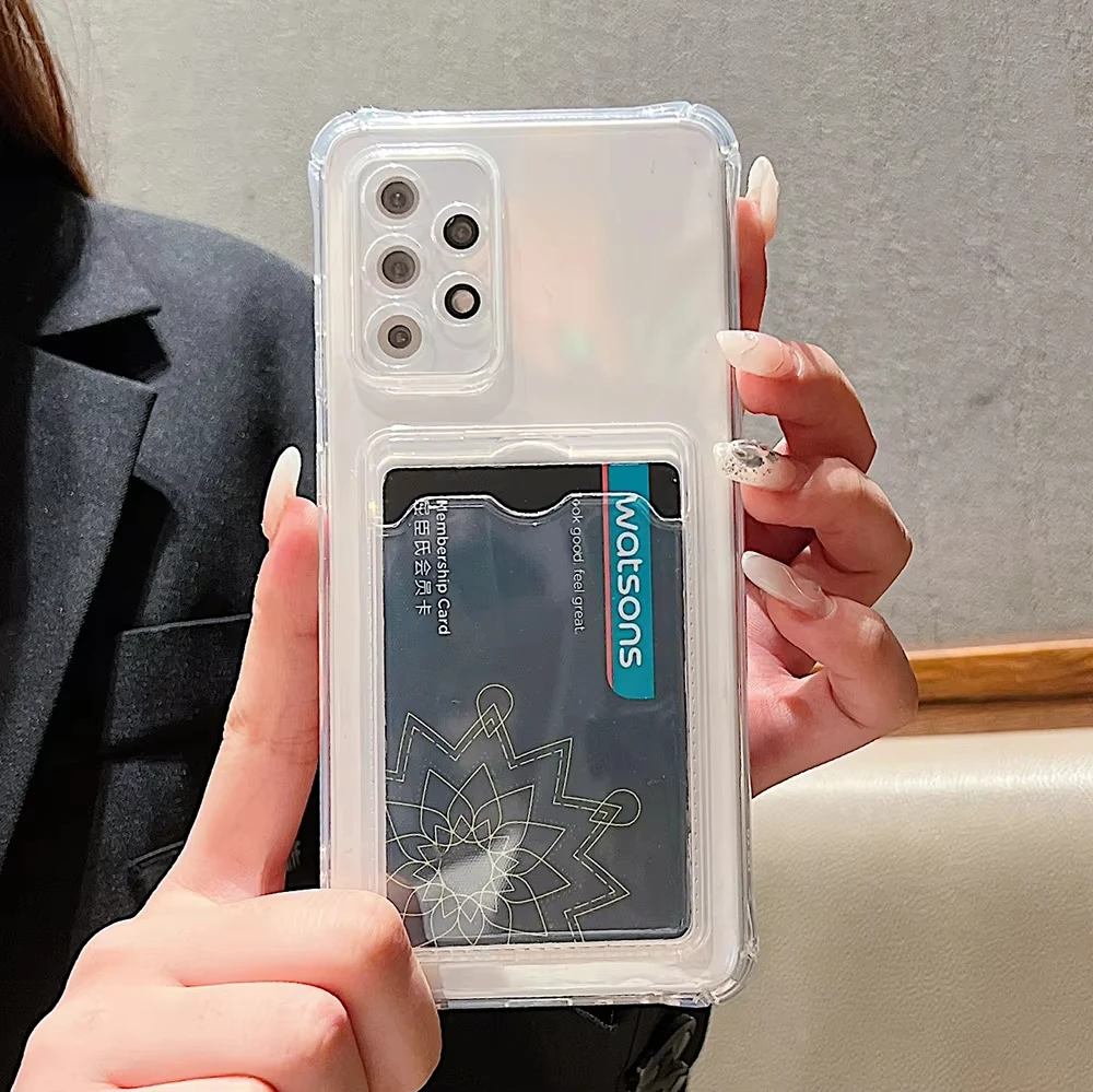 Shockproof Clear Back Card Holder Phone Case