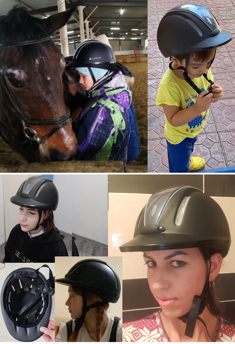 LOCLE Frauen Männer Halbe Abdeckung Sport Schutz Anti Auswirkungen Kappe Reit Helm Erwachsene Reiten Schutz Hut Pferd Ausrüstung – Detail 1