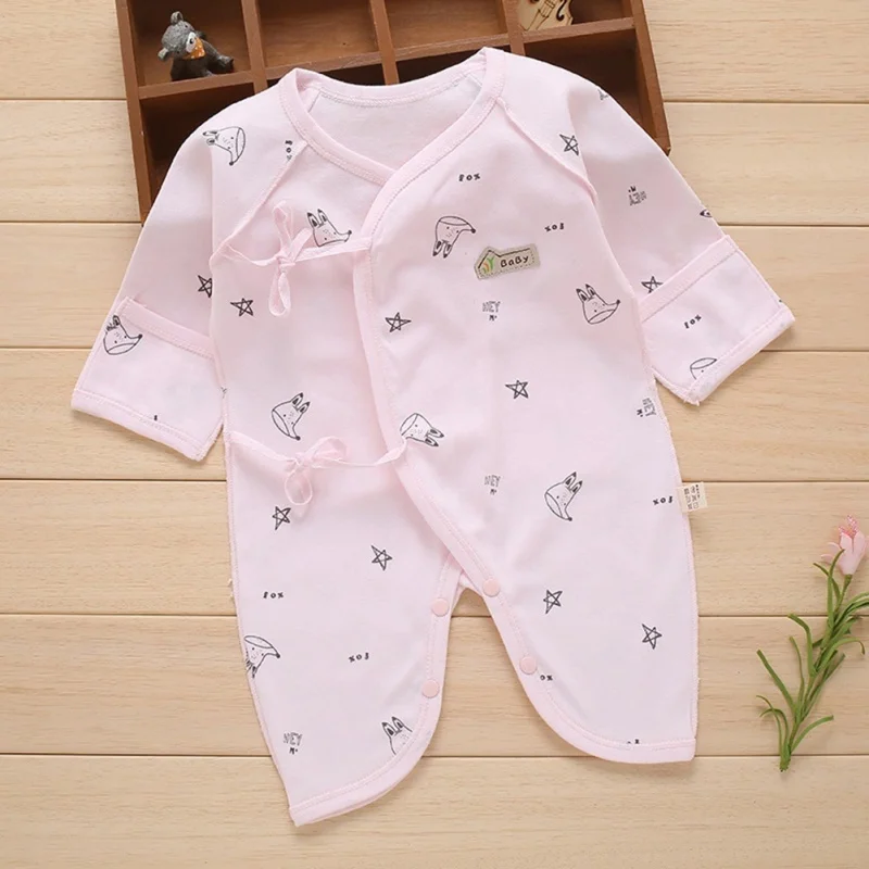 Baby Jumpsuit Sleepwear Spring Autumn Newborn Cotton Long Sleeves Cartoon Printed Girls Boys 0-3 Months