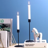 2 PCS Black Metal Candlesticks Holder for Taper Candles Table Romantic Desktop Table Home Decor Church Gift 4