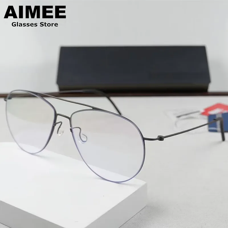 Montura de gafas sin tornillos de titanio de alta calidad 5507 marca danesa gafas ultraligeras de piloto para hombres y mujeres diseño de doble haz Gafa