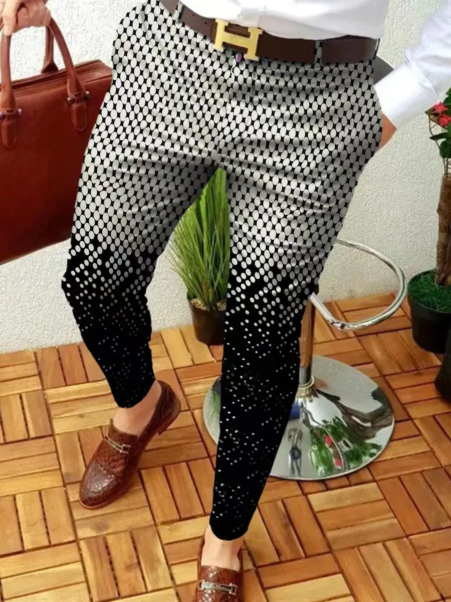 2022 NEW Men Business Casual  Trousers Retro Pattern Print Straight Long Pants Mens Spring Autumn Fashion Streetwear