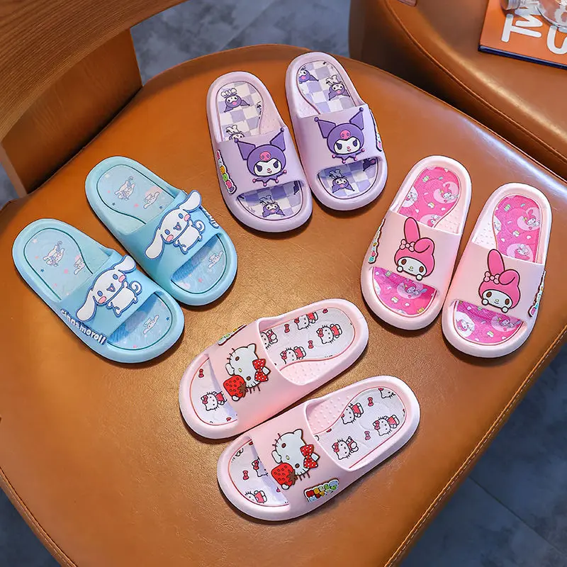 

Sanrio Hello Kitty Slippers Kawaii Cute Anime Cartoon My Melody Student's Four Seasons Wear-Resistant Bathroom Shoes Girls Gifts