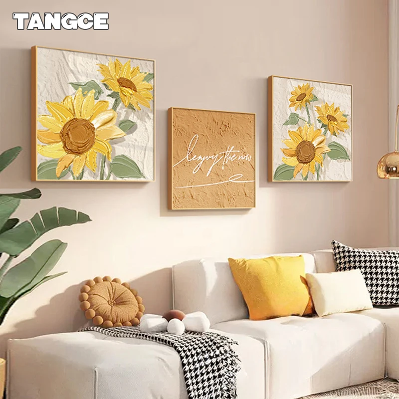 

Bright Golden Sunflowers Posters for Wall Abstract Flower Poster Decorative Prints Pictures Living Room Bedroom Wall Art Decor