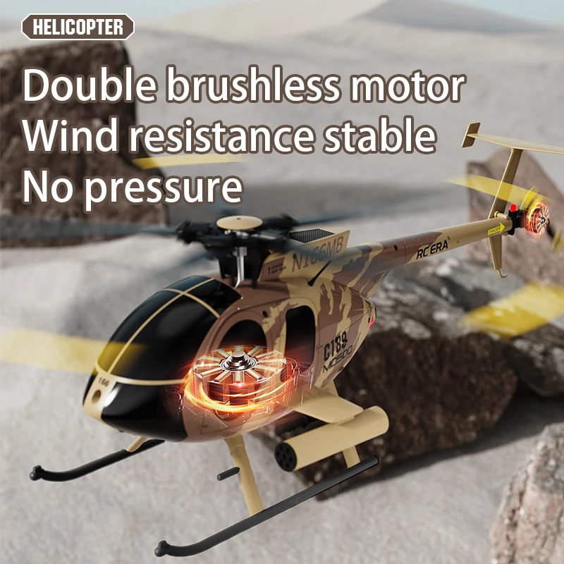 C189 RC Helicopter 1:28 MD500 Brushless Dual-motor Remote Control Model 6-Axis Gyro Aircraft Toy One-click Takeoff/landing