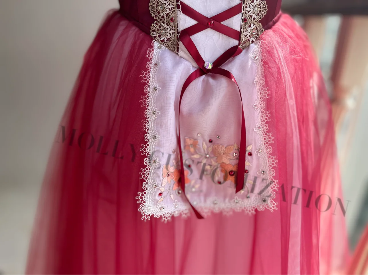 2024 neuestes grünes romantisches Ballettkleid für Erwachsene und Kinder, hochwertige maßgeschneiderte Ballettkleidung für Aufführungen und Wettbewerbe. – Detail 10