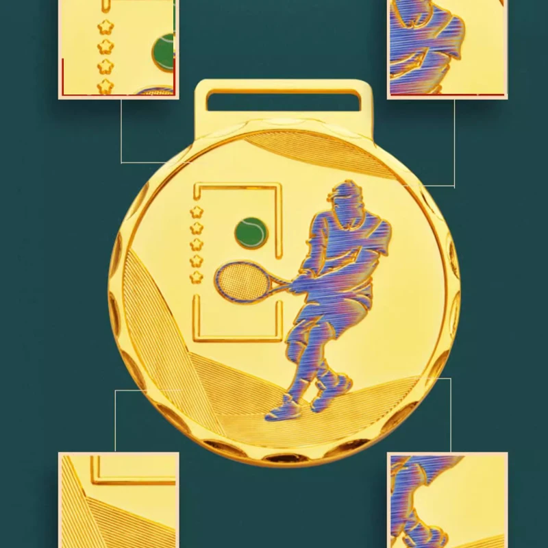 Customized Metal Tennis Medal, Gold, silver, copper, Children's Reward Sports Meeting Match, Hanging Around the Neck Decor, 1Pc