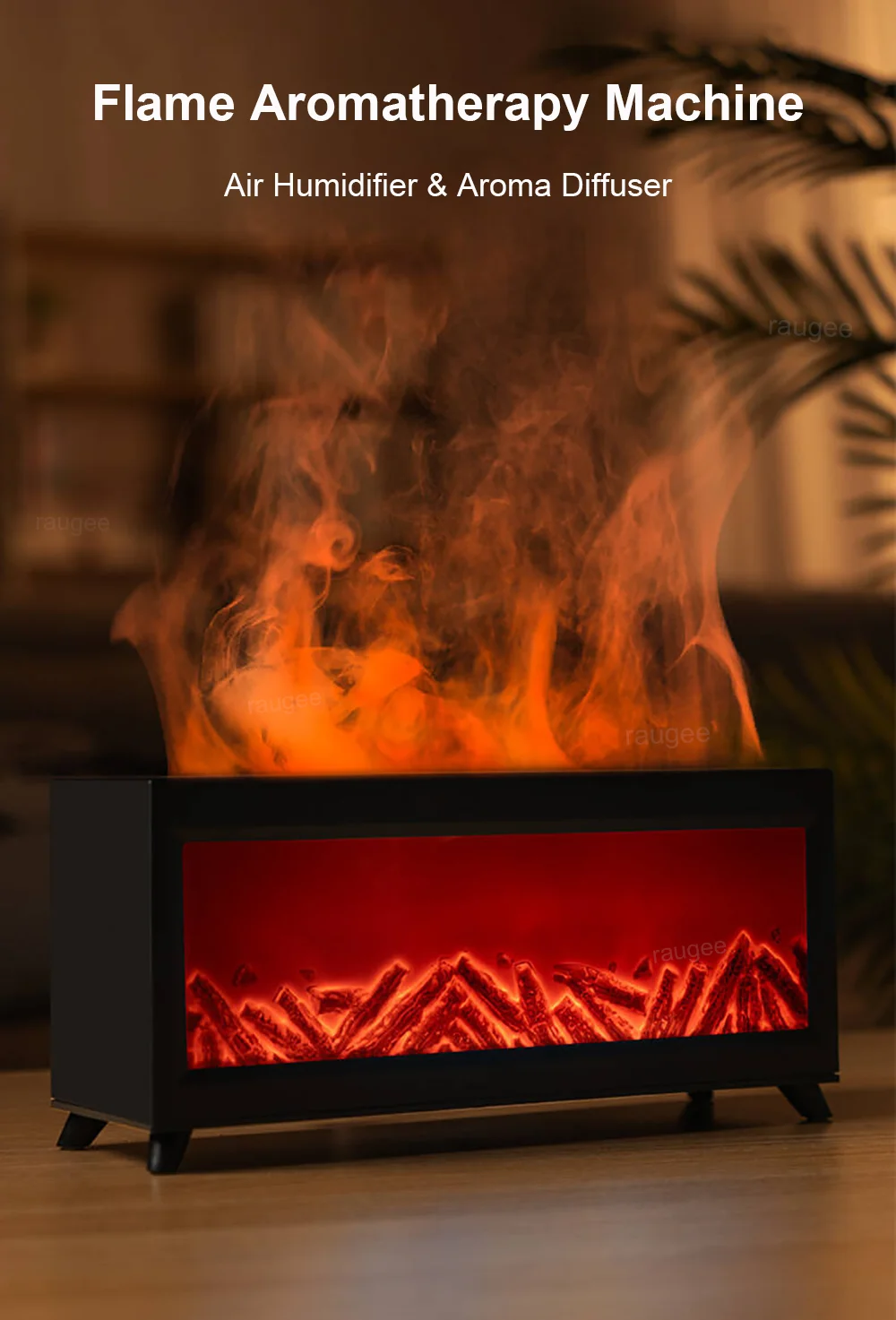 Description Picture 3 of itemFlame Aroma Humidifier Fragrance Air Essential Oil Diffuser Fire Aromatherapy Mist Maker RGB Perfume Air Humidifier For Home