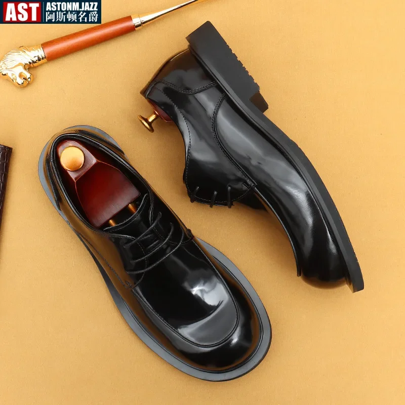 Classic Luxury Men Shoes Oxford Male Wedding Party Formal Genuine Leather Derby Shoe European Style mens leather dress shoes