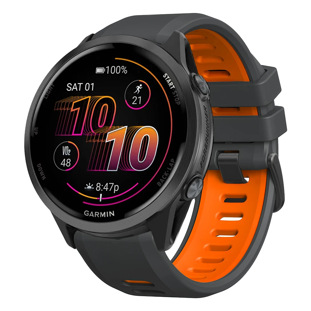 Two-Tone Silicone Quick Release Sport Watch Band Bracelet, 22mm