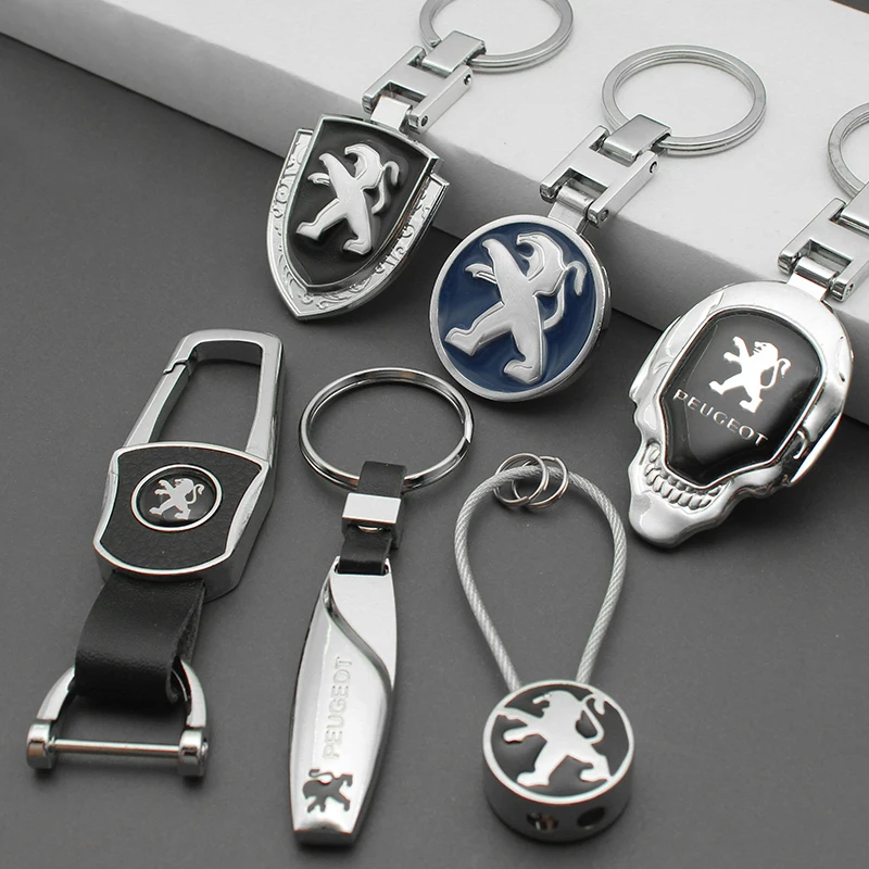 3D Metal Leather Car Styling Keychain for Peugeot 508 208 3008 407 607 307 RCZ 308 206 2008 Auto Key Chain Key Rings Accessories car keychain