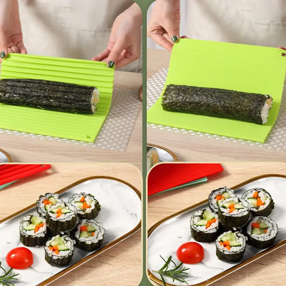 DIY Silicone Sushi Roller Mats Washable Reusable Sushi Roll Mold Mat DIY  Food Rolling Rice Rolling Maker Cake Roll Pad