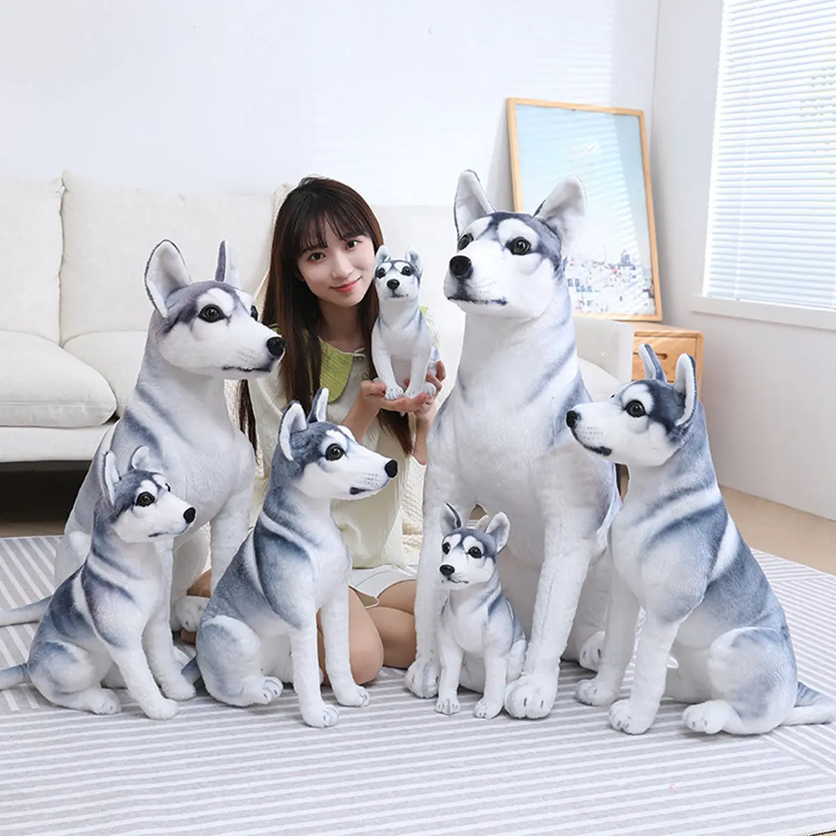 Cute Kawaii Nice Super Lifelike Stuffed Dog Puppy Simulaition Husky