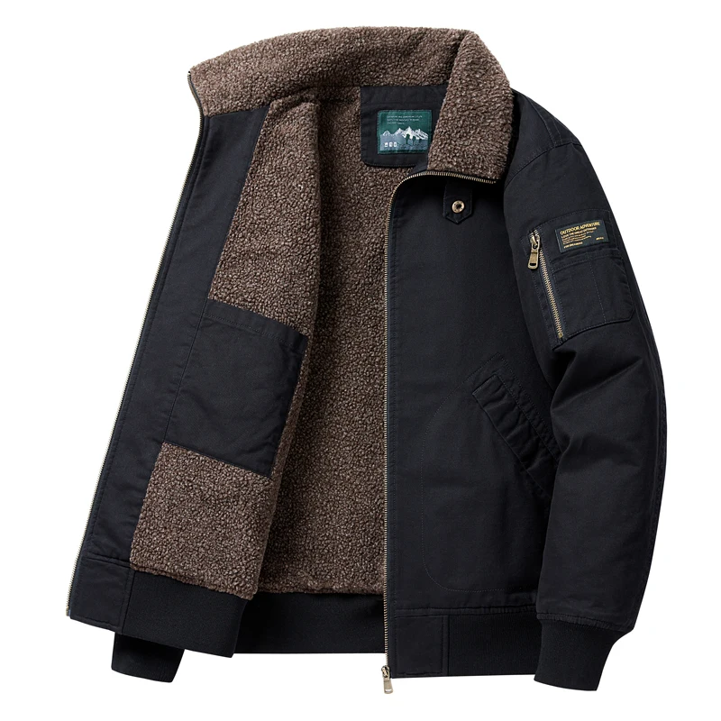 

2023 New Men Winter Fleece Minimalist Lapel Jacket Men Autumm Casual Fashion Windproof Warm Outdoors Jacket Male Plus Size 5XL