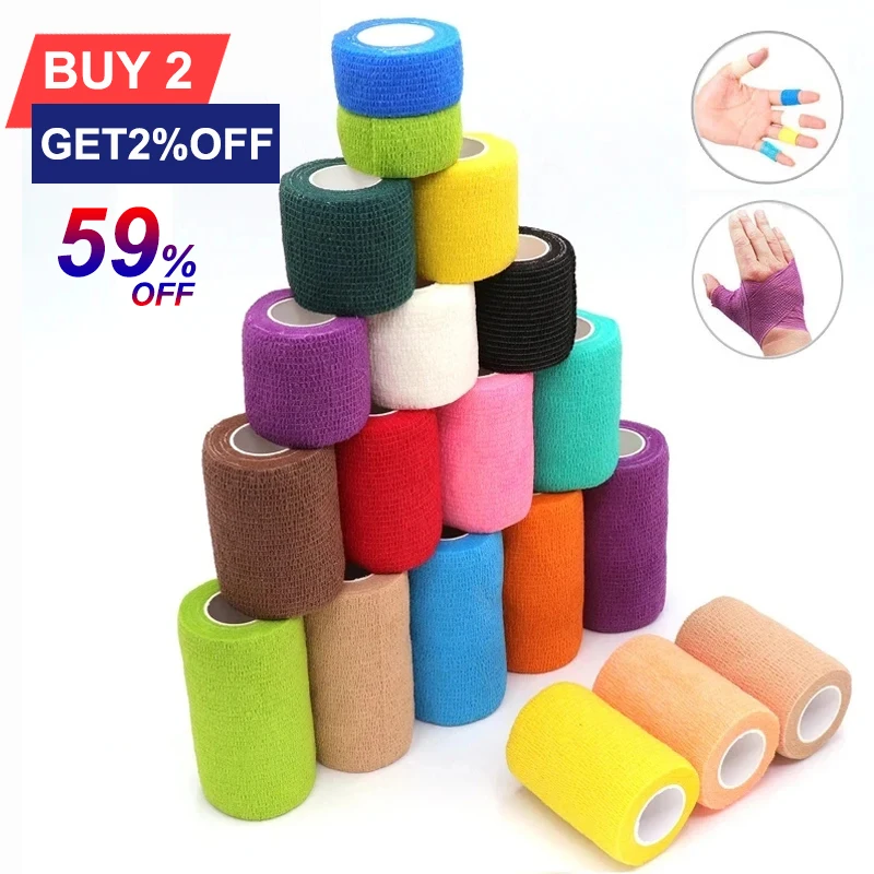 Tom's Hug Colorful Sport Self Adhesive Elastic Bandage Wrap Tape 4.8m Knee Support Pads Finger Ankle Palm Shoulder Bandage