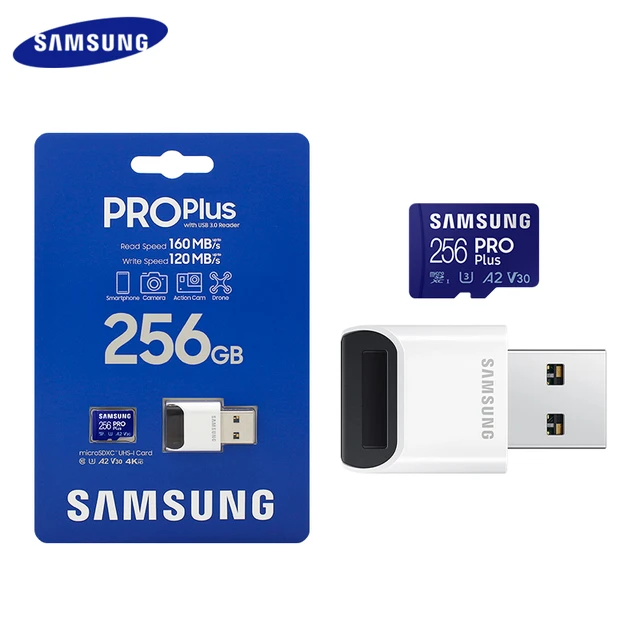 Samsung-Carte Micro SD Pro Plus, 128 Go, 256 Go, 512 Go, carte mémoire  haute vitesse avec lecteur d'origine, carte Flash TF pour téléphone et  ordinateur - AliExpress