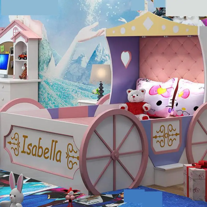 

Modern Style Solid Wood Boy Girl Children Bed European Creative Children Room Carriage Children Bed Furniture